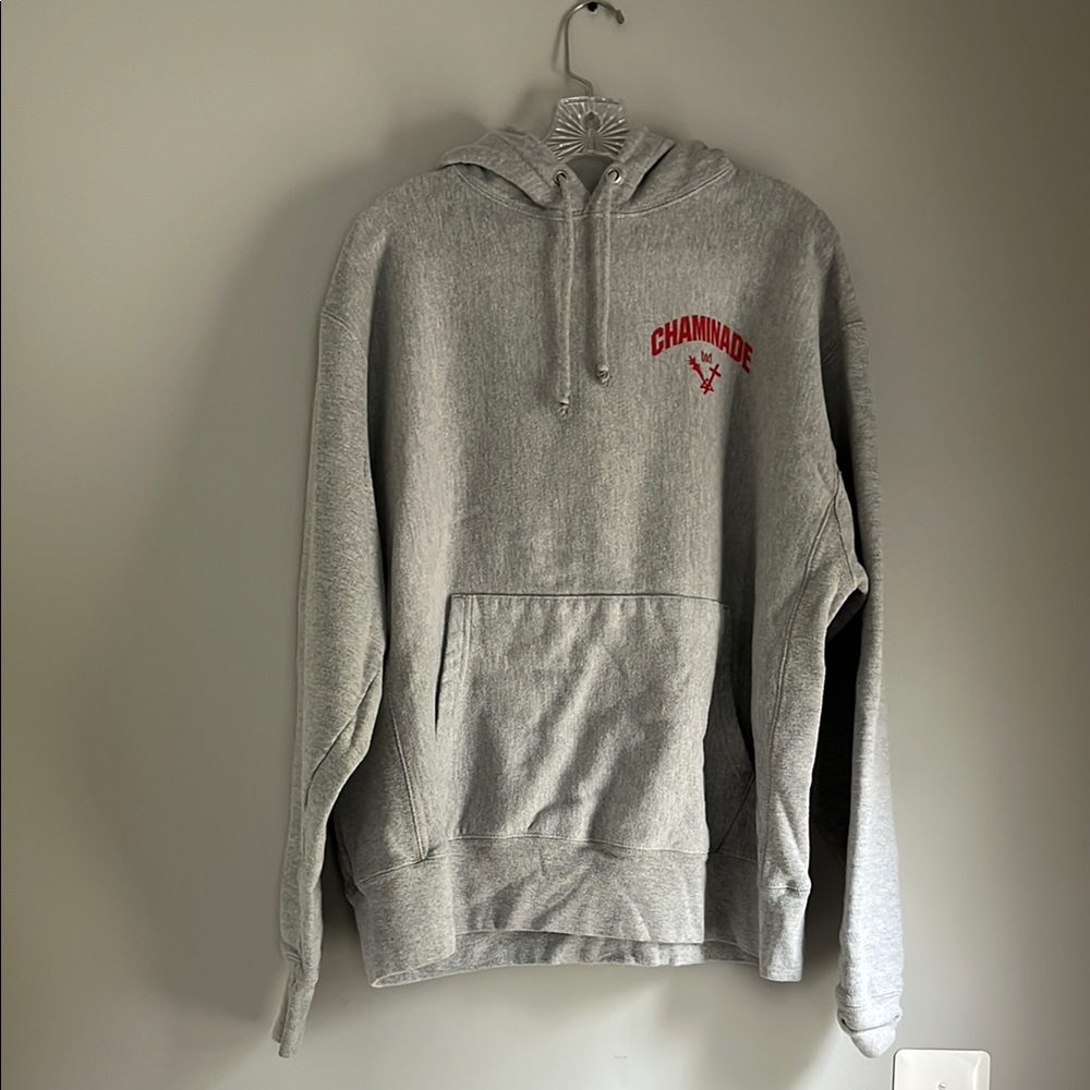 Champion Gray Hoodie with Red Logo